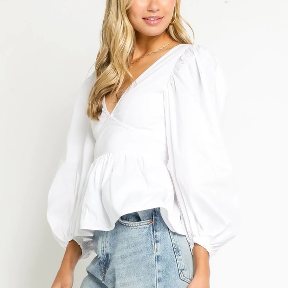 White Puff Sleeve Top - Picture 5 of 5